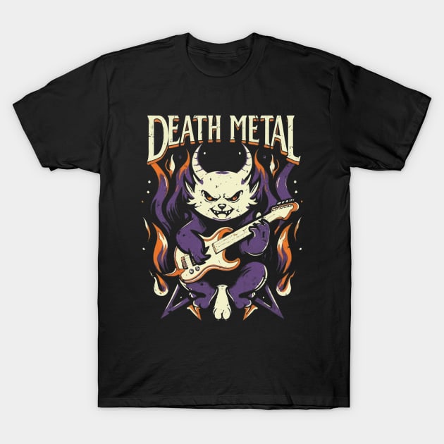 Death Metal Satanic Baphomet Cat T-Shirt by Aldrvnd